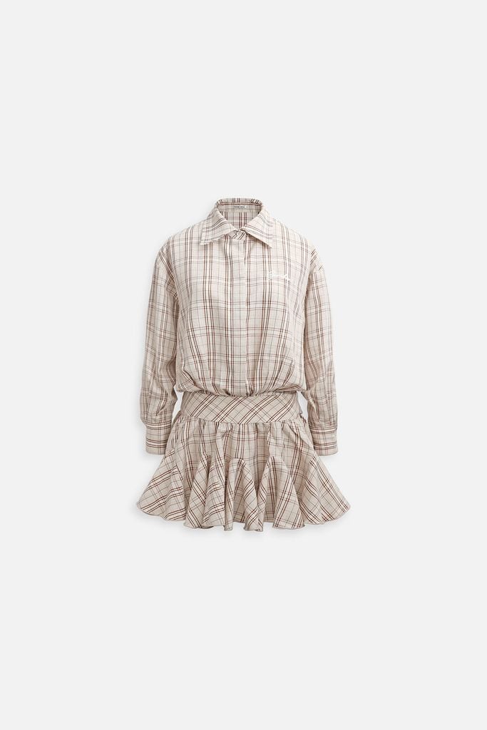  Đầm Ngắn The Checked Shirt Neck 