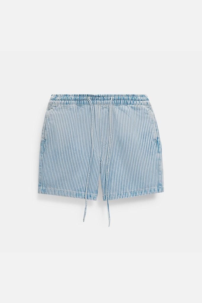  Quần Short Relaxed Lưng Thun White Pinstripe 