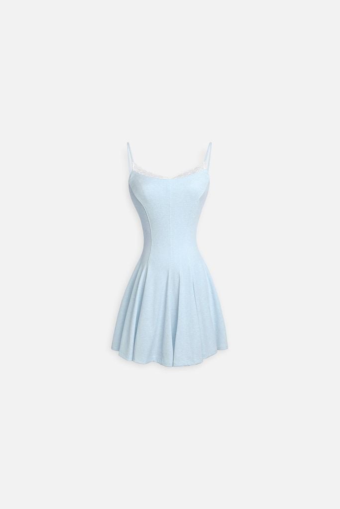  Đầm Ngắn Chất Thun Phối Ren Selena Cami Dress 