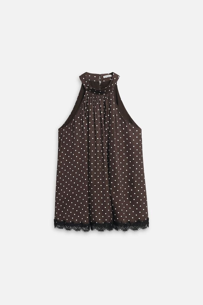  Áo Yếm Chấm Bi Phối Ren Polka Dot Top 