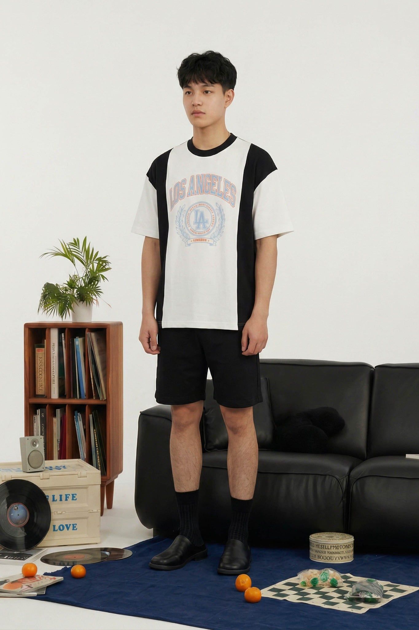  Set Áo Thun Short Black White LA 