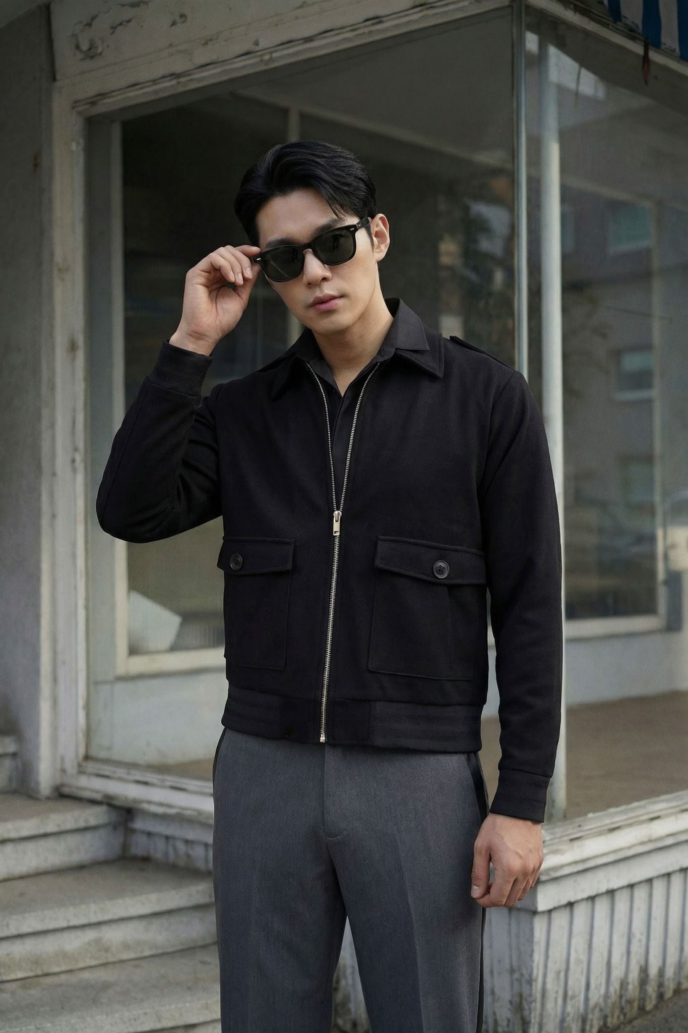  Áo Khoác Slimfit Double Face Black 