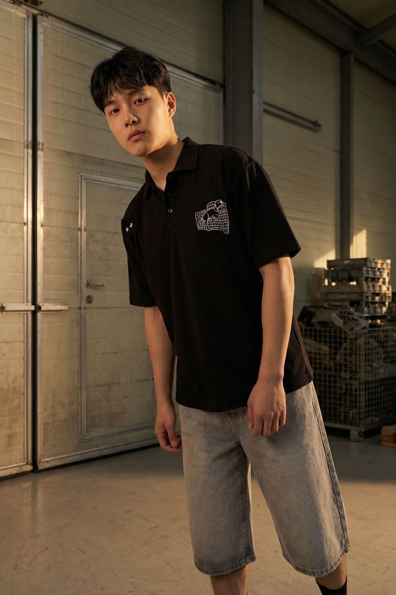 Áo Polo Oversize Black Cat Sleeping Dog