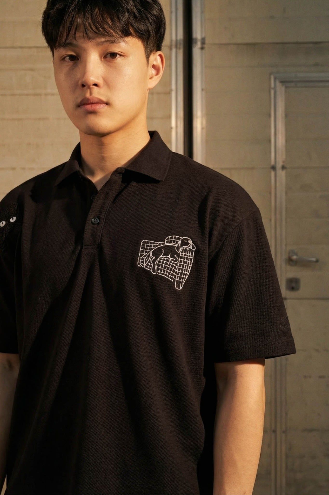 Áo Polo Oversize Black Cat Sleeping Dog