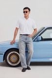 Quần Jean Văn Phòng Ống Suông Sợi Caphe Siêu Nhẹ Màu Xanh Băng