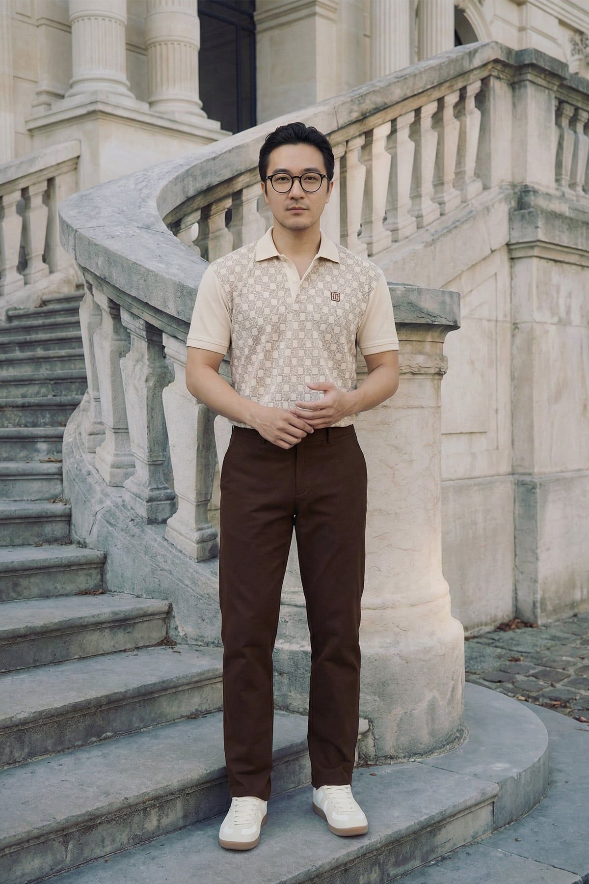  Áo Polo Regular In Pattern Brown 