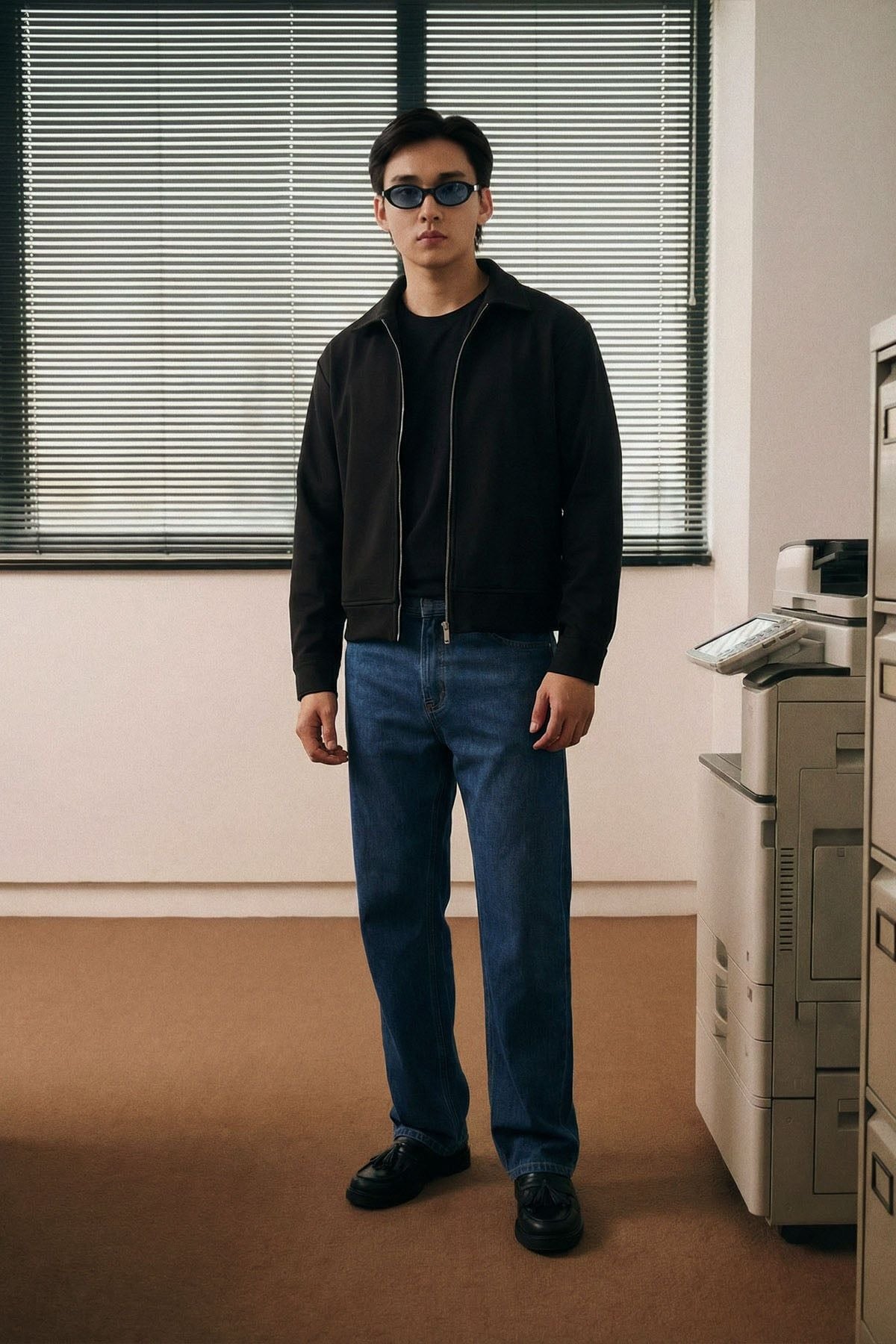 Áo Khoác Dạ Relaxed Zipper Basic