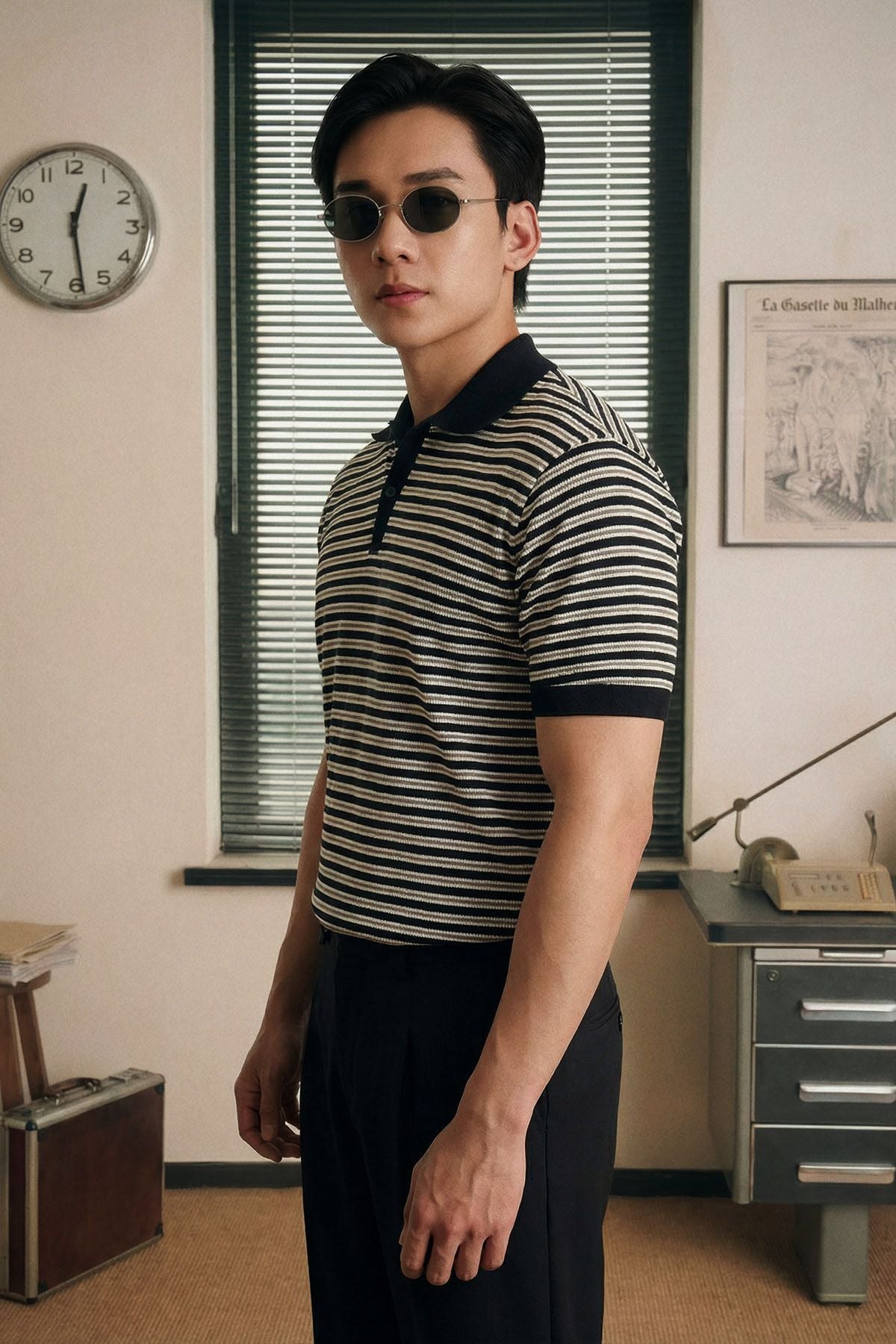  Áo Polo Regular Kẻ Sọc Ngang 