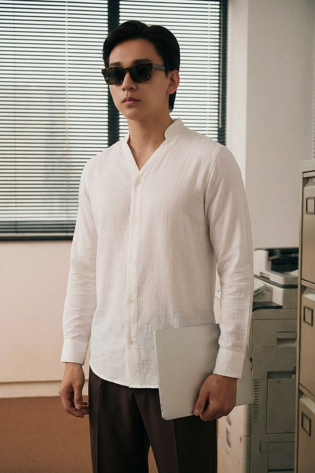  Áo Sơ Mi Slimfit Lucent Band Collar 