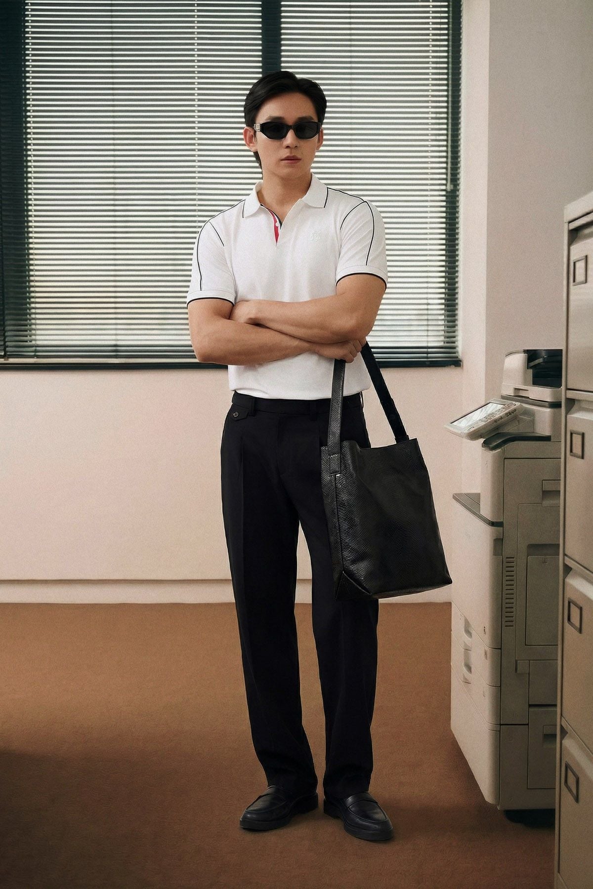 Áo Polo Slimfit Minimal Line White