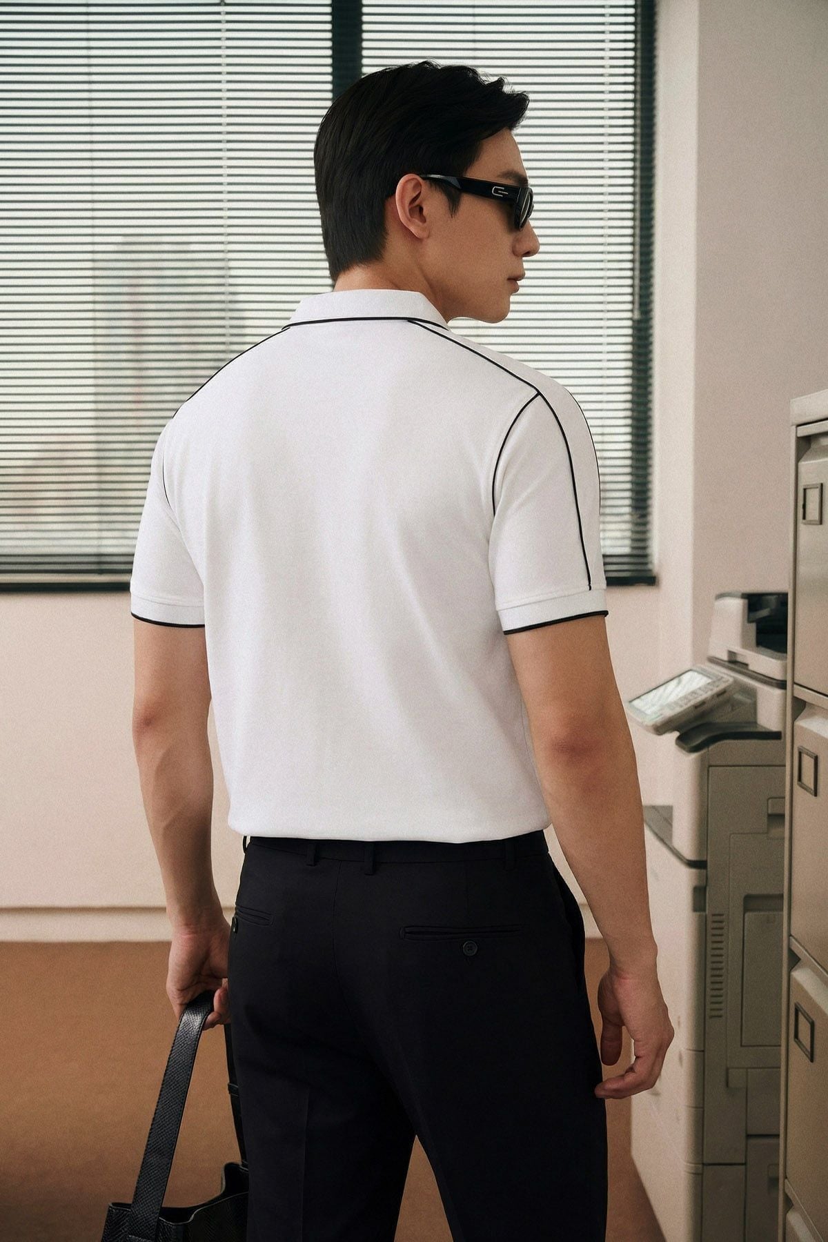 Áo Polo Slimfit Minimal Line White