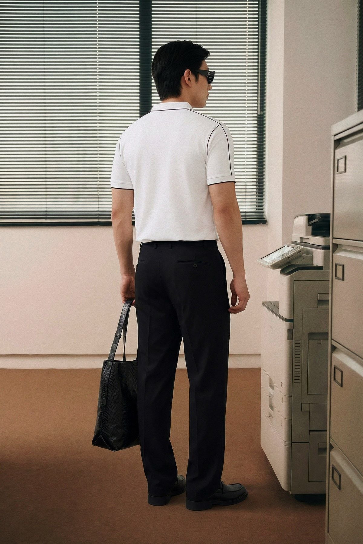 Áo Polo Slimfit Minimal Line White