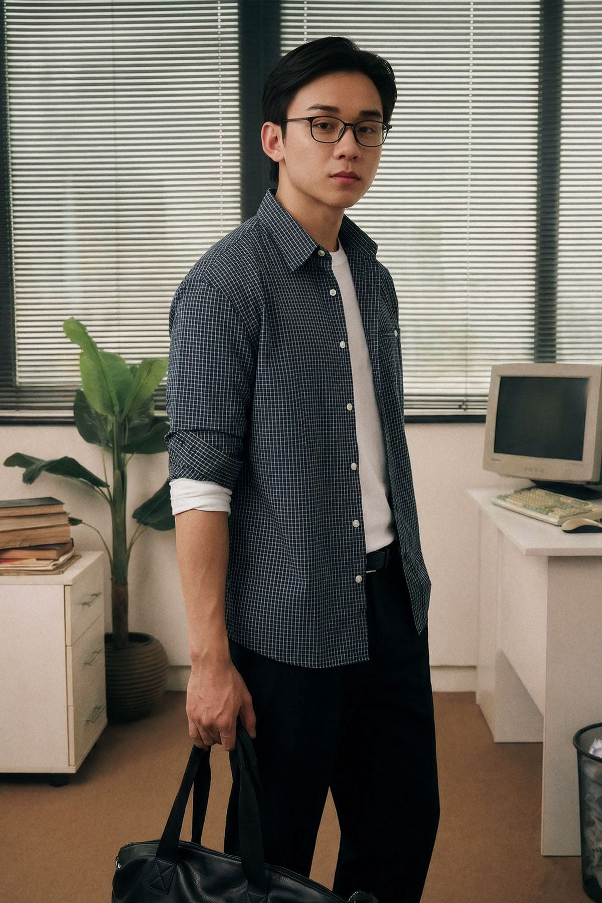  Áo Sơ Mi Relaxed Dark Blue Check 