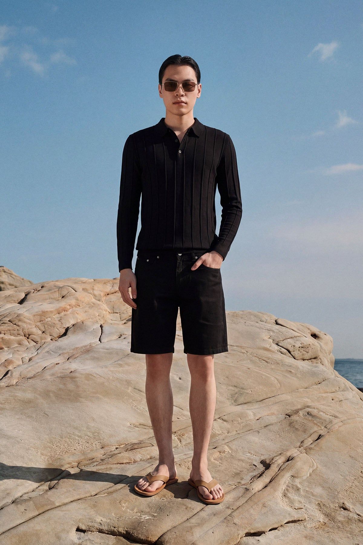  Áo Polo Tay Dài Knit Column 