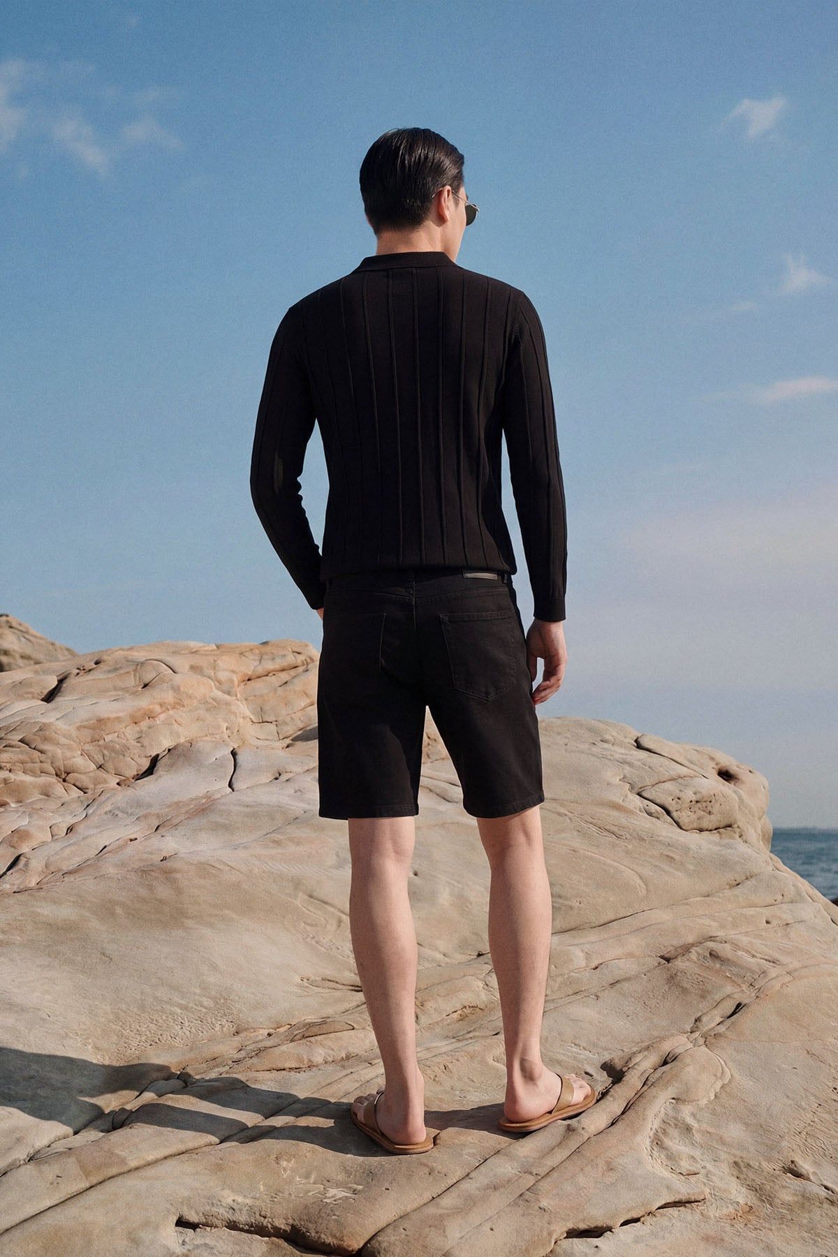 Quần Short Rayon Slimfit Black V1