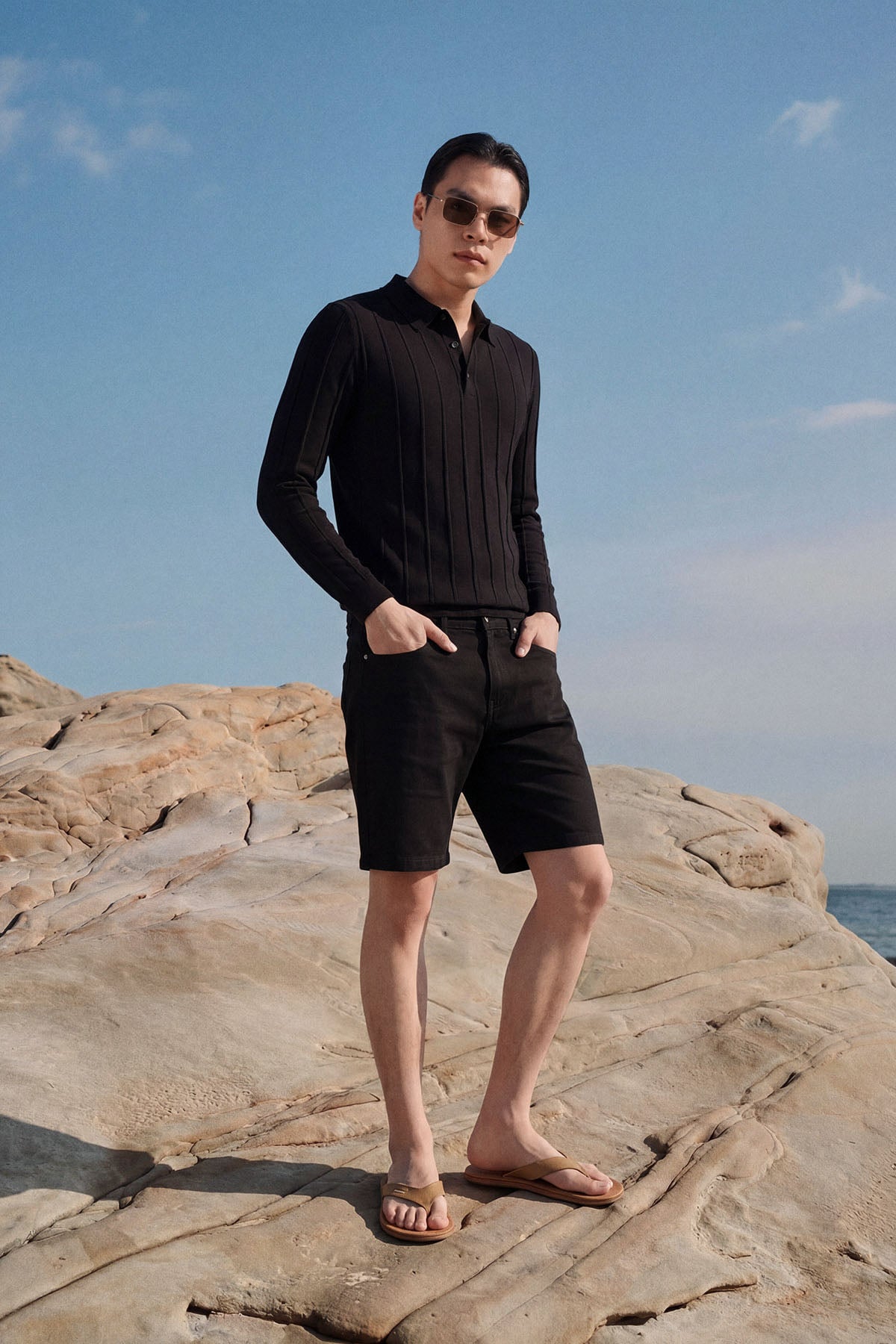 Quần Short Rayon Slimfit Black V1