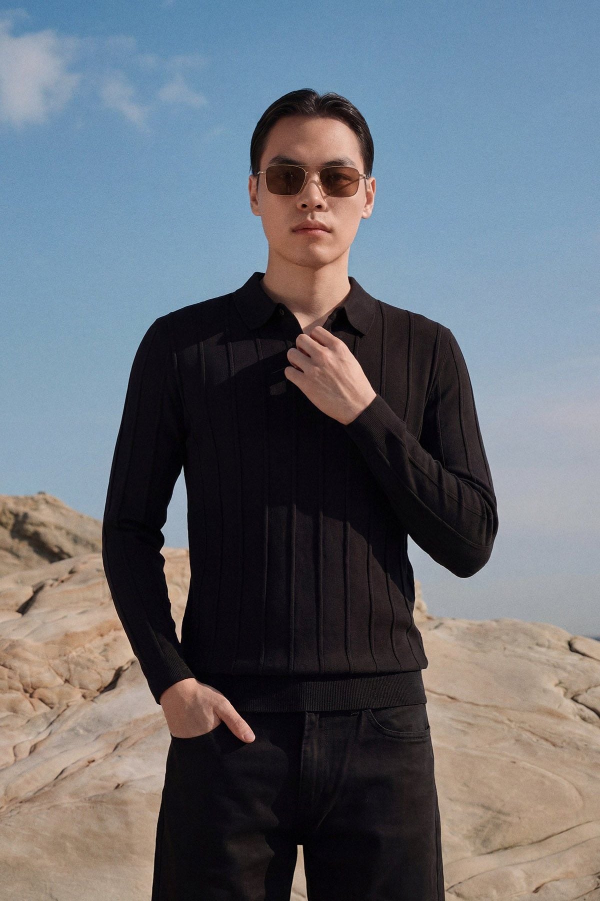  Áo Polo Tay Dài Knit Column 