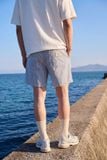 Quần Short Relaxed Lưng Thun White Pinstripe