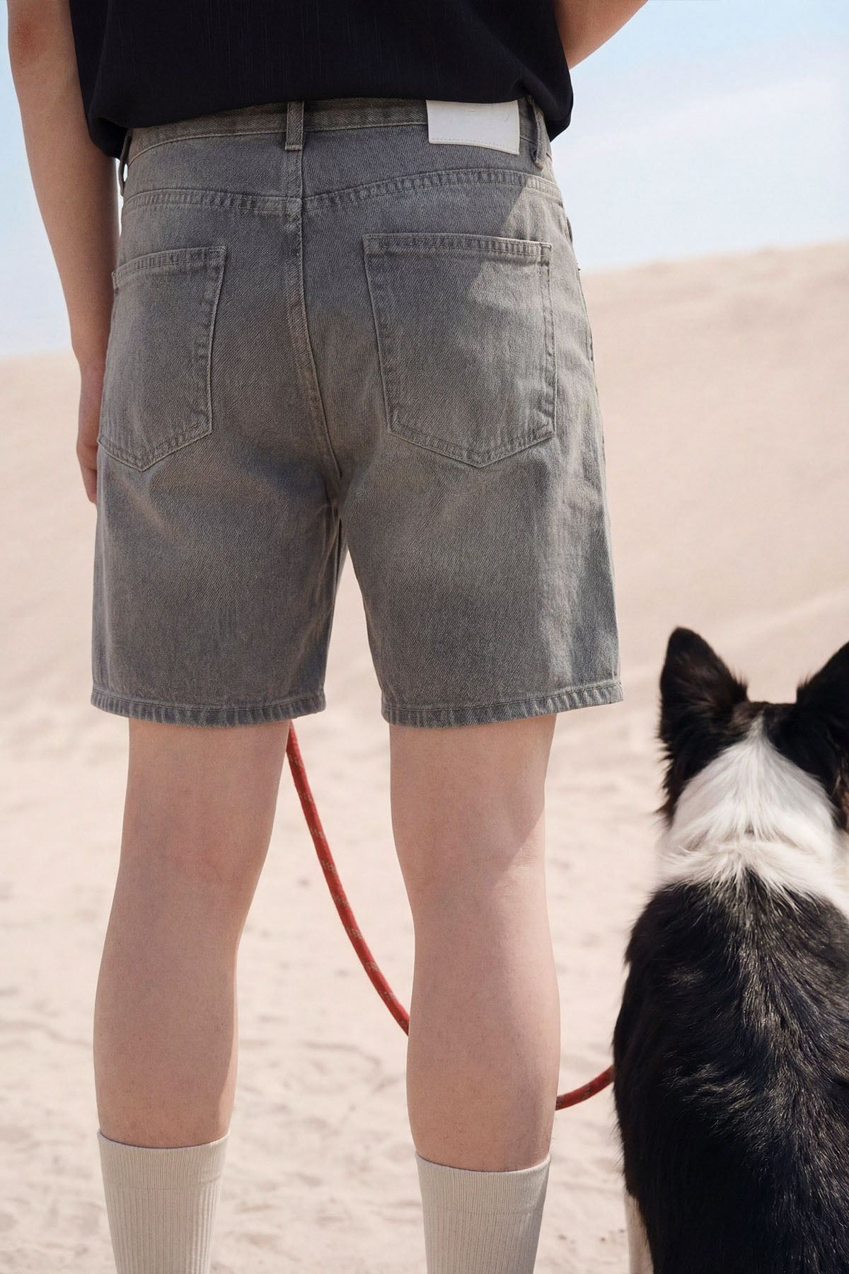 Quần Short Straight Jean Distress Casual Gray V1