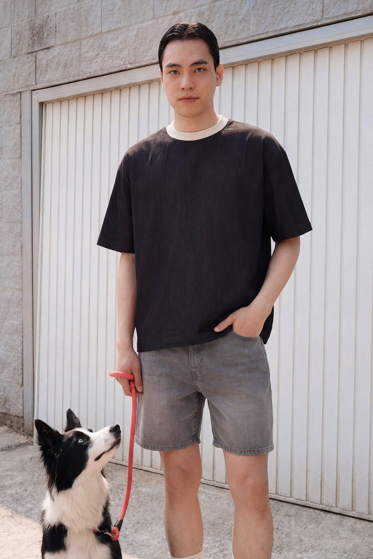 Áo Thun Boxy Denim Wash Enzyme Phối Bo