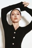 Đầm Ngắn Lumière Ribbed V-Neck