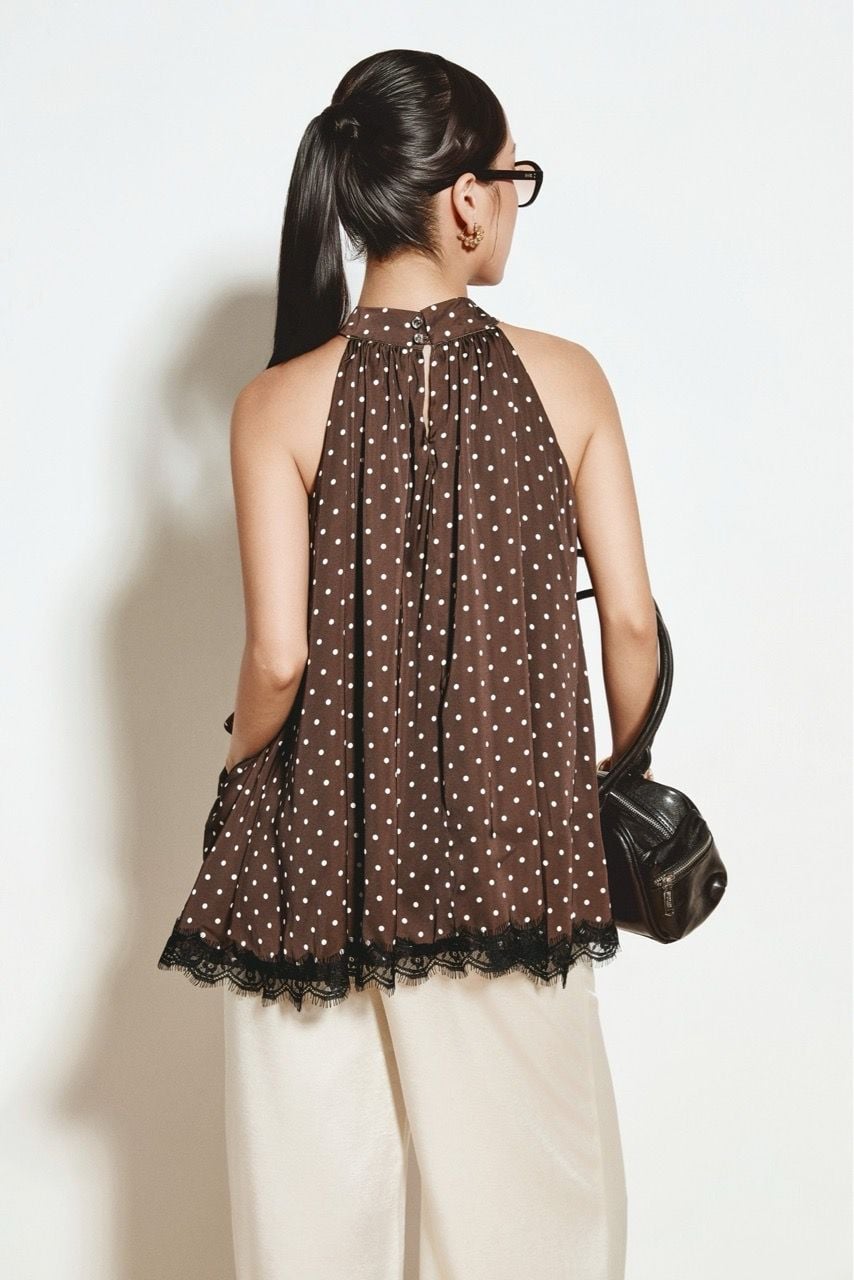 Áo Yếm Chấm Bi Phối Ren Polka Dot Top