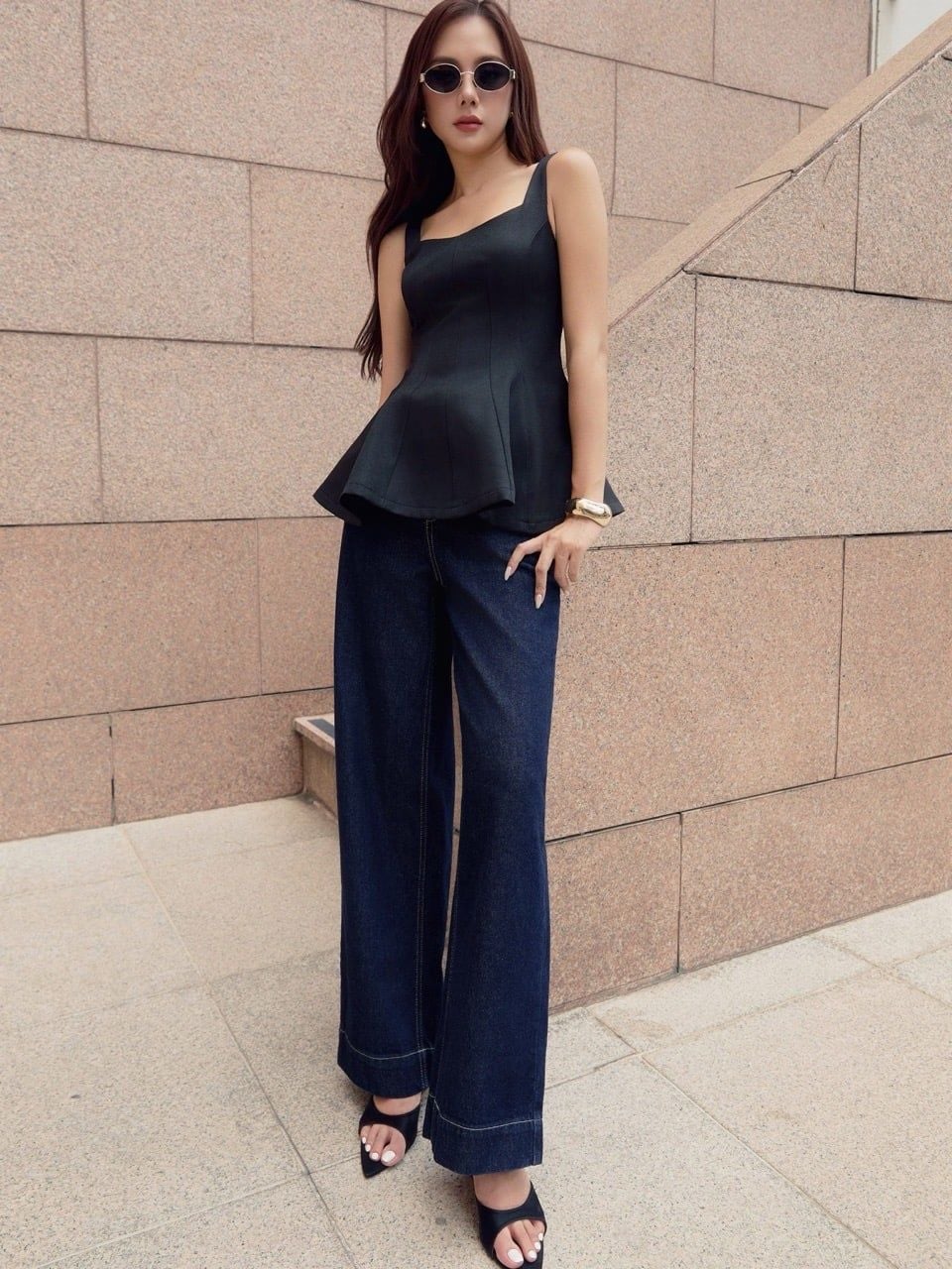 Quần Jean Straight Light Flare Blue