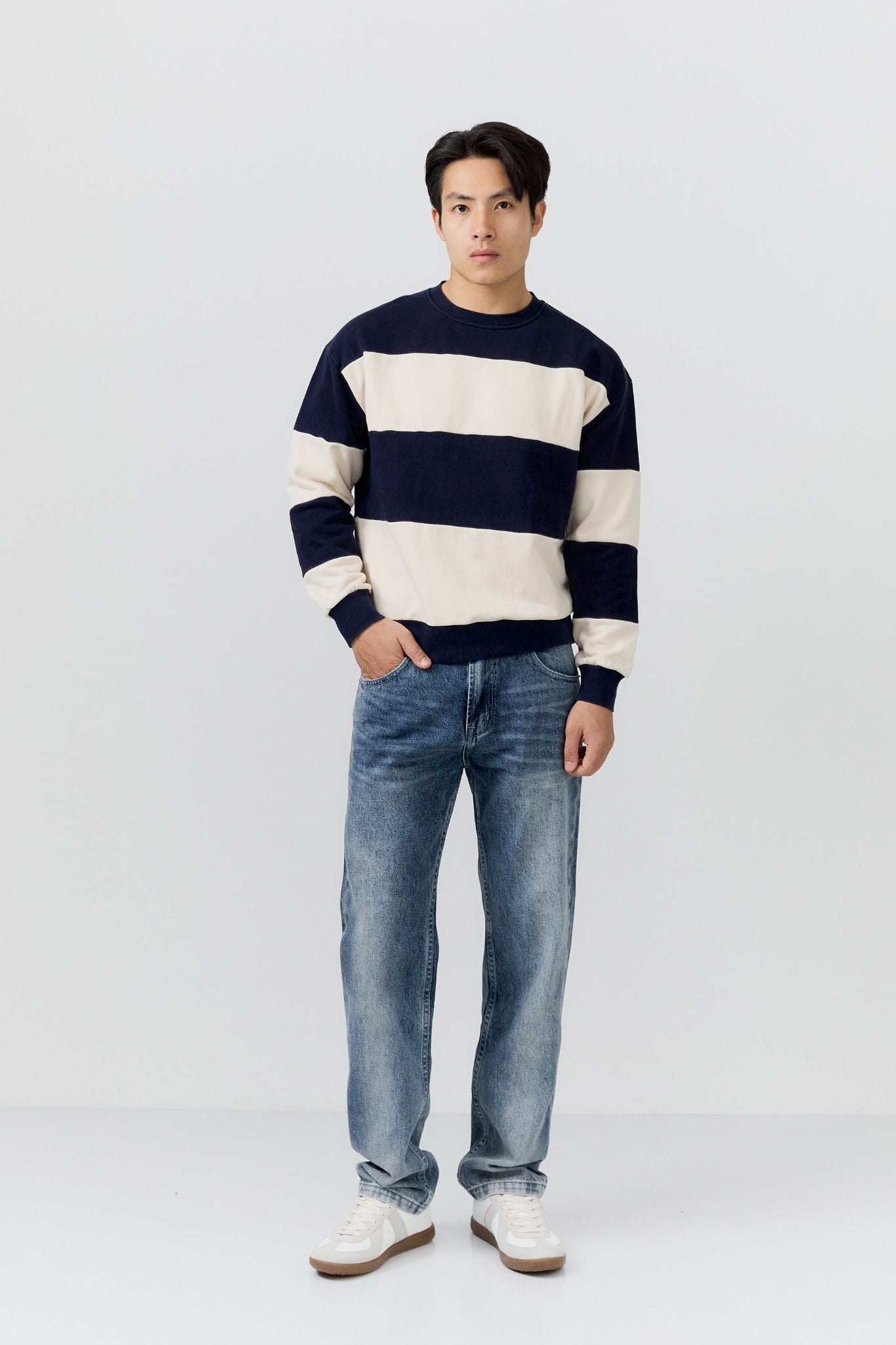  Áo Nỉ Relaxed Textured Stripe Crewneck 