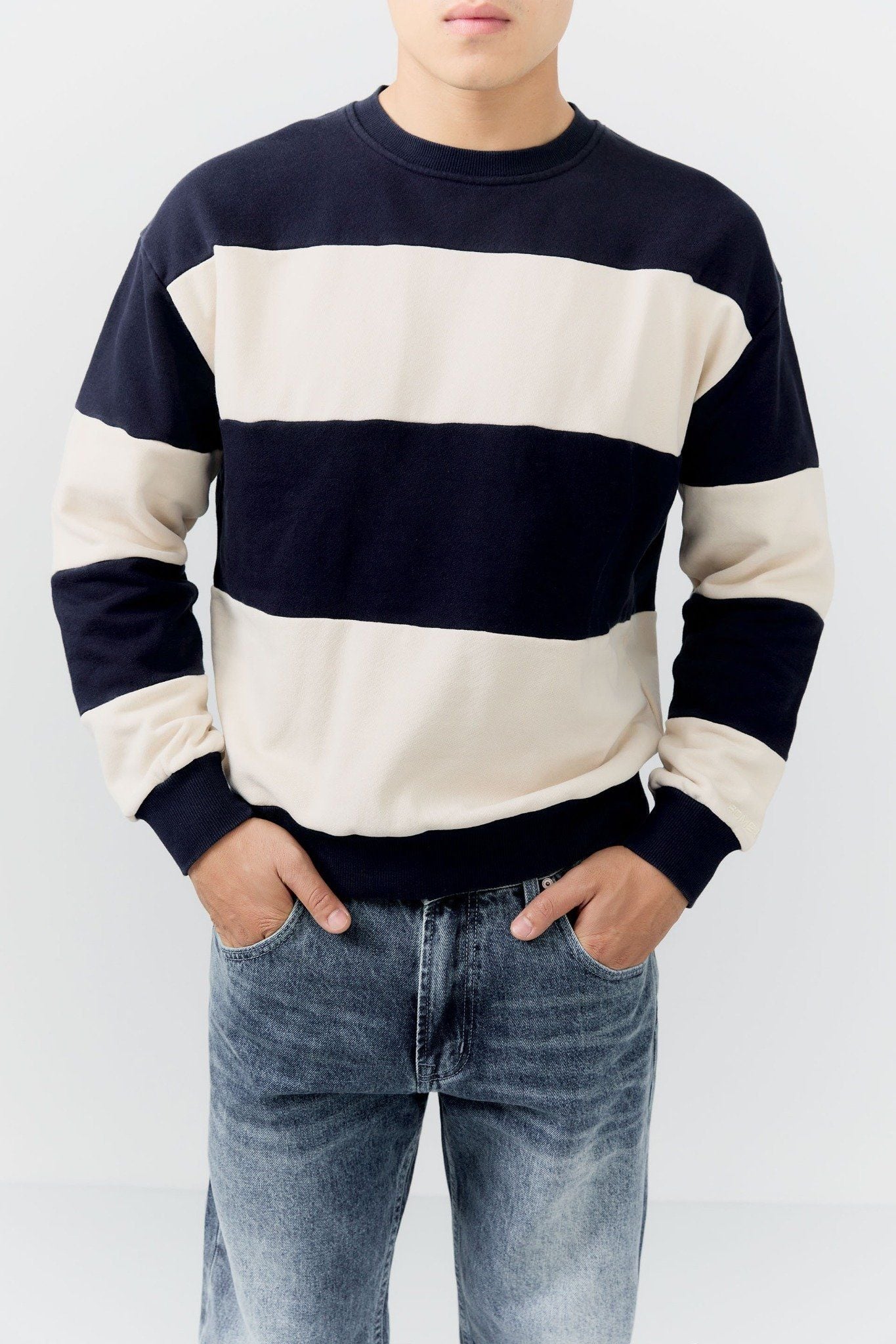 Áo Nỉ Relaxed Textured Stripe Crewneck