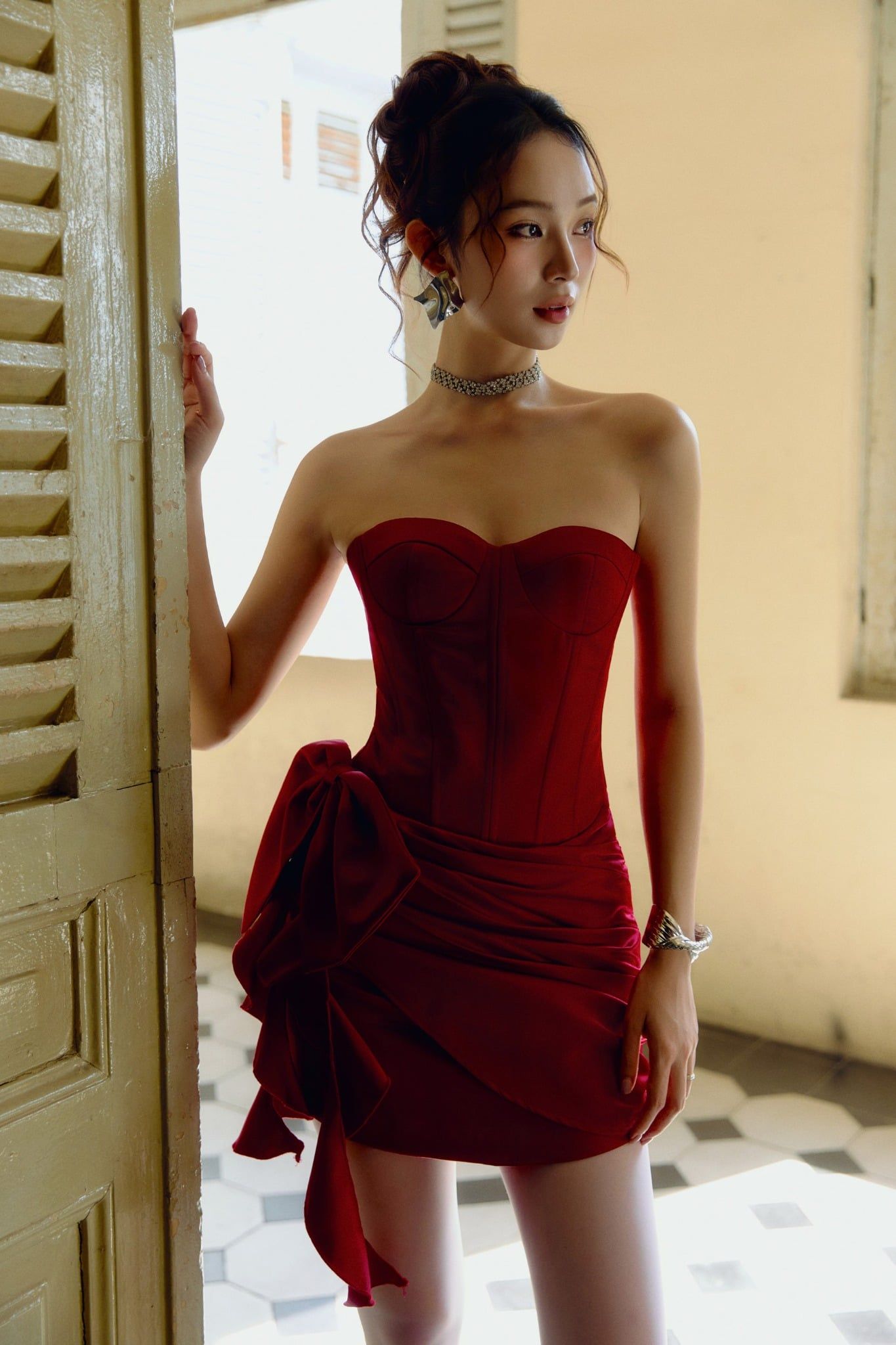  Đầm Ngắn Draped Skirt Mini Dress 