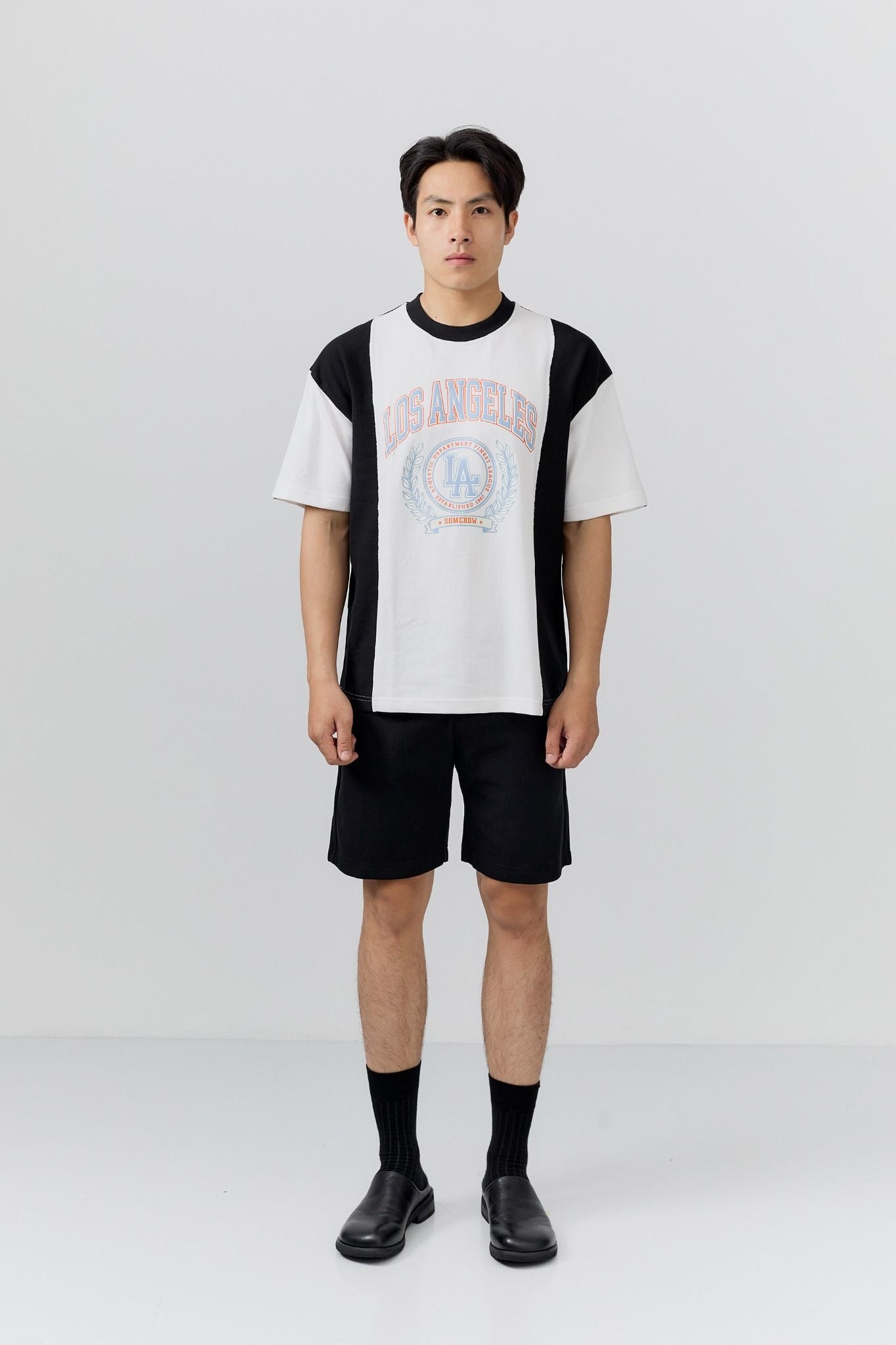 Set Áo Thun Short Black White LA