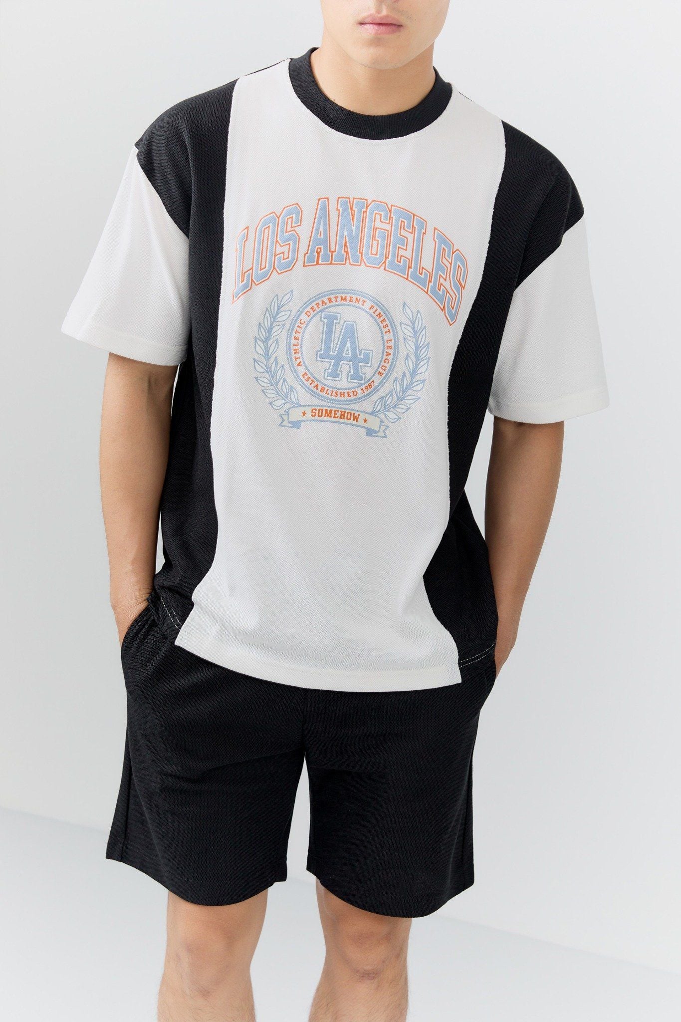 Set Áo Thun Short Black White LA