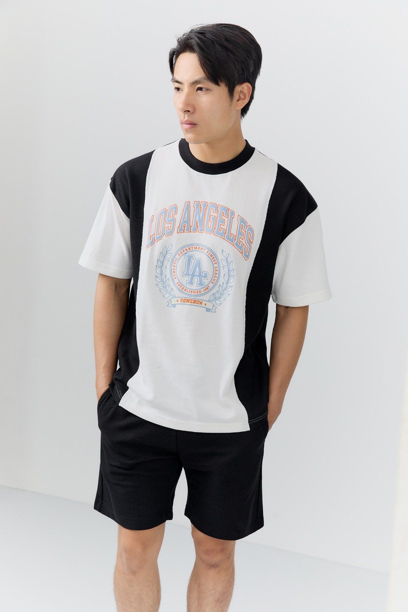 Set Áo Thun Short Black White LA