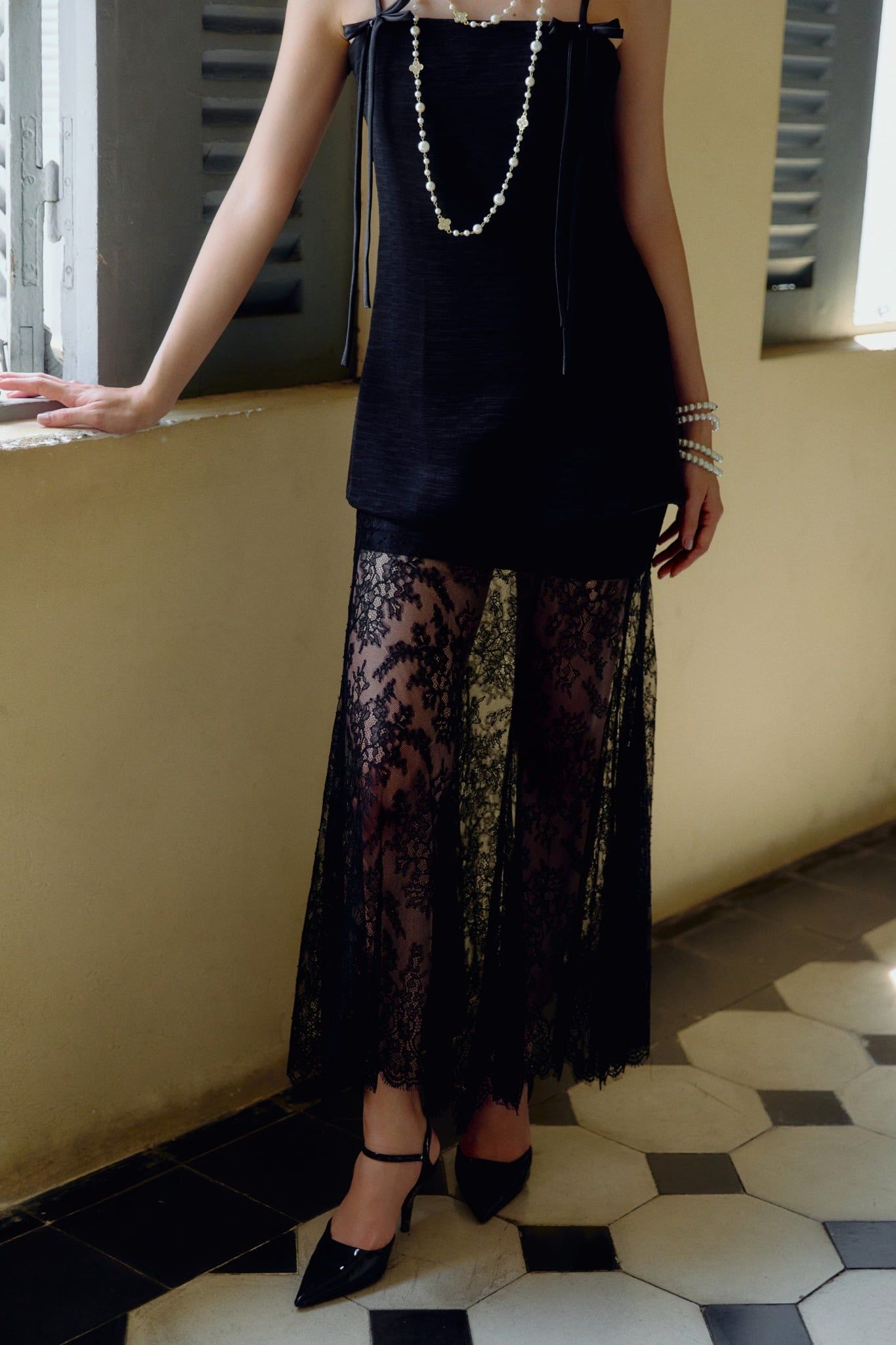 Chân Váy Dài Moonlit Lace