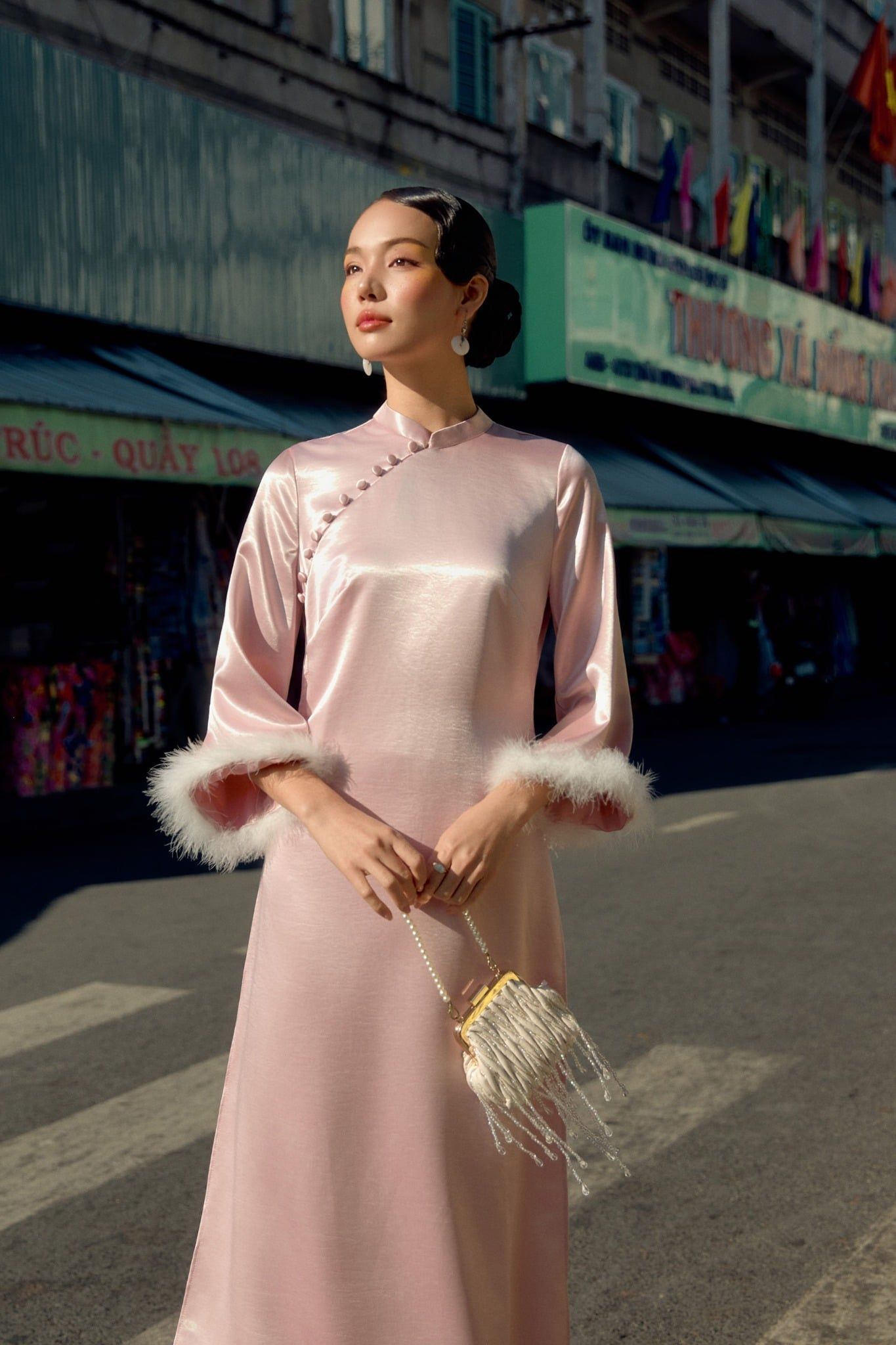  Áo Dài Tay Lửng Thục Nghi 