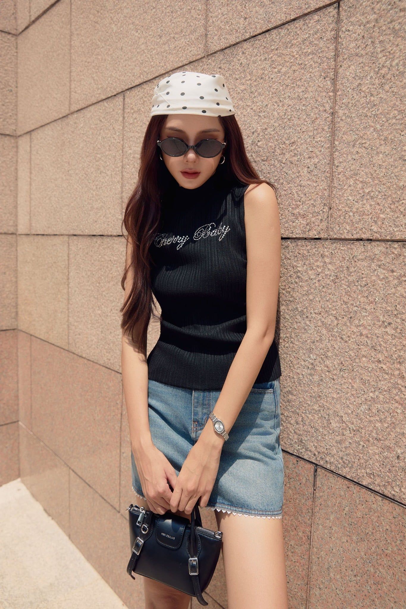 Chân Váy Ngắn Denim Blue Lacey