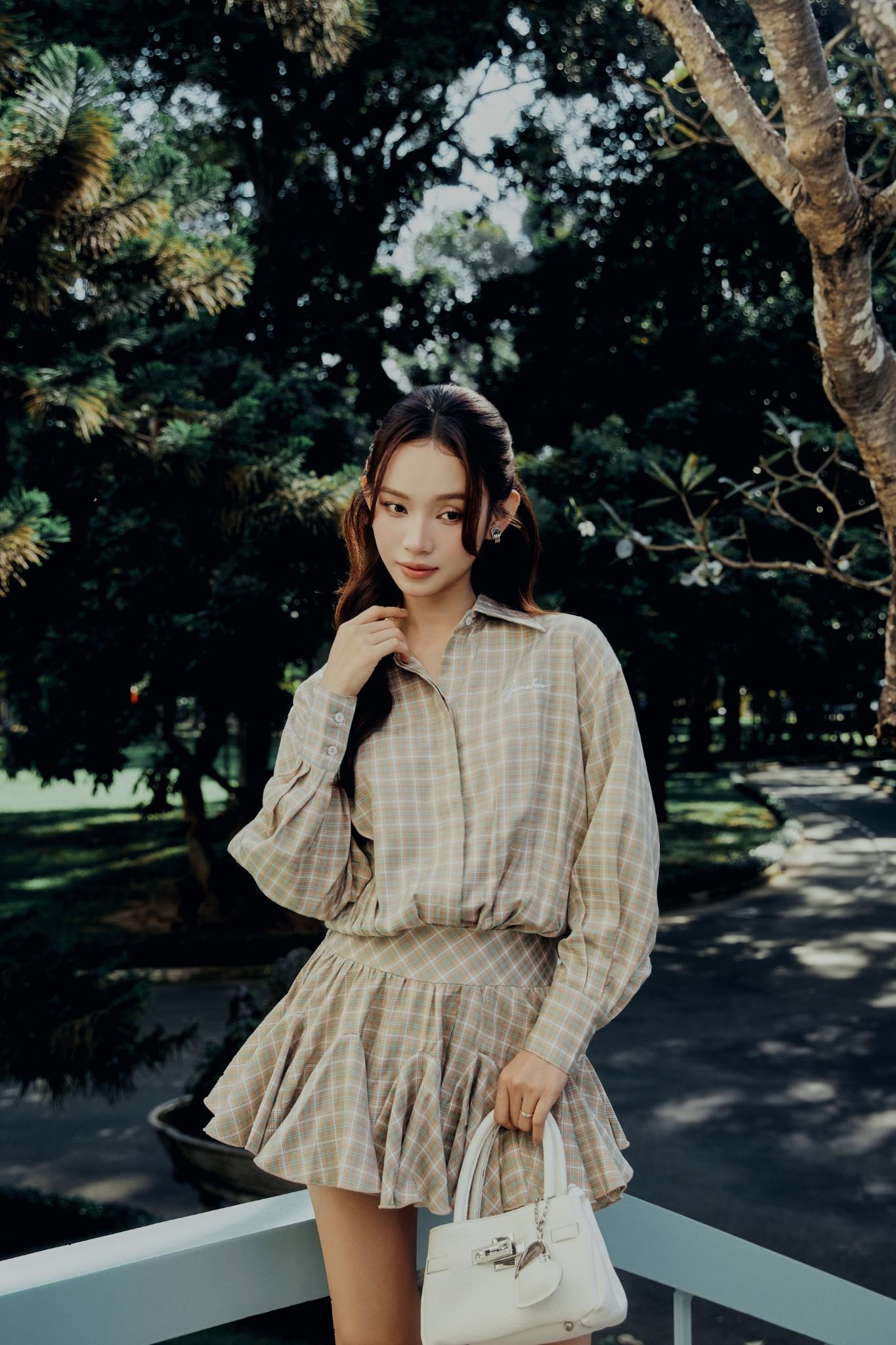  Đầm Ngắn The Checked Shirt Neck 