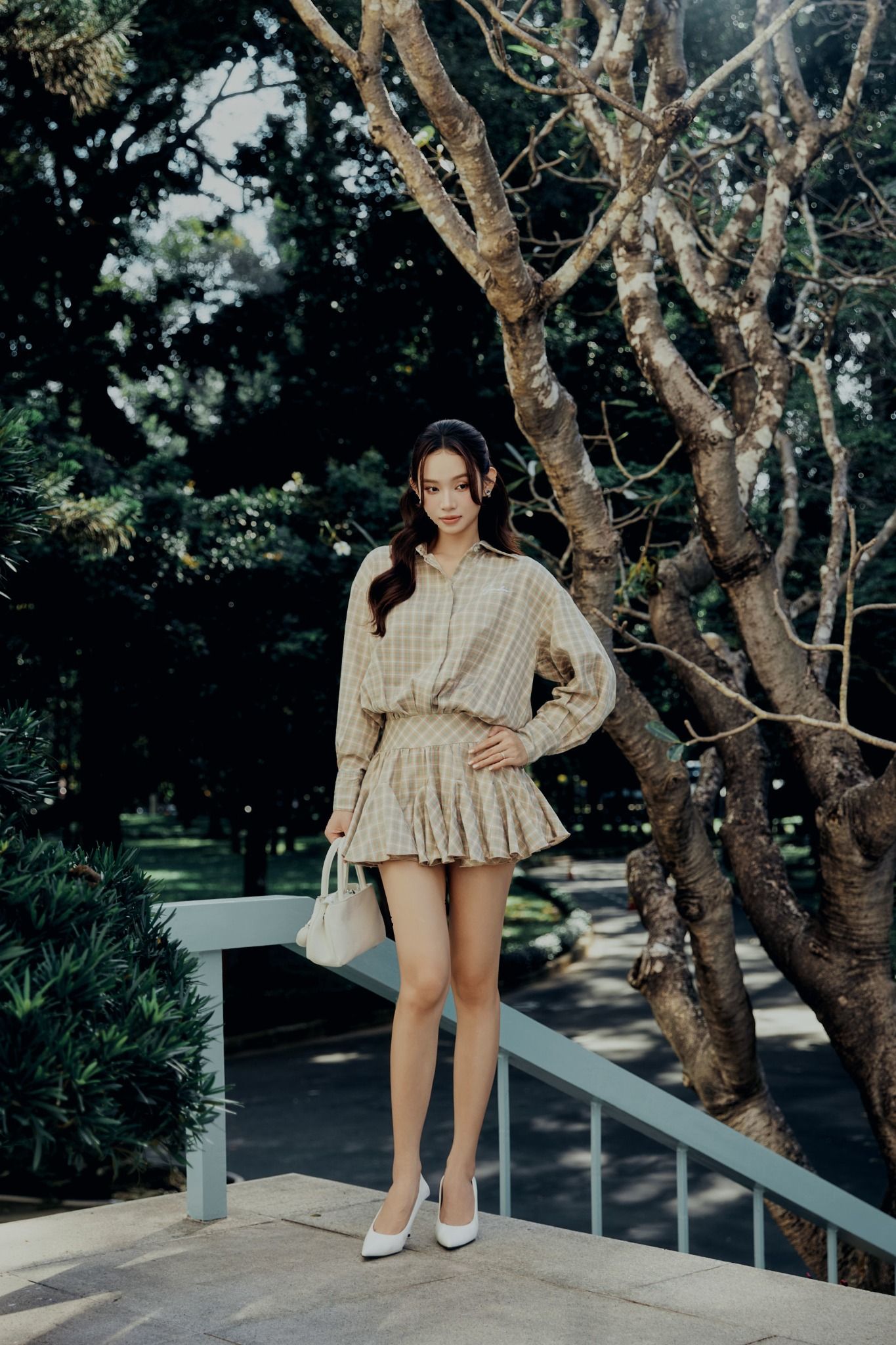  Đầm Ngắn The Checked Shirt Neck 