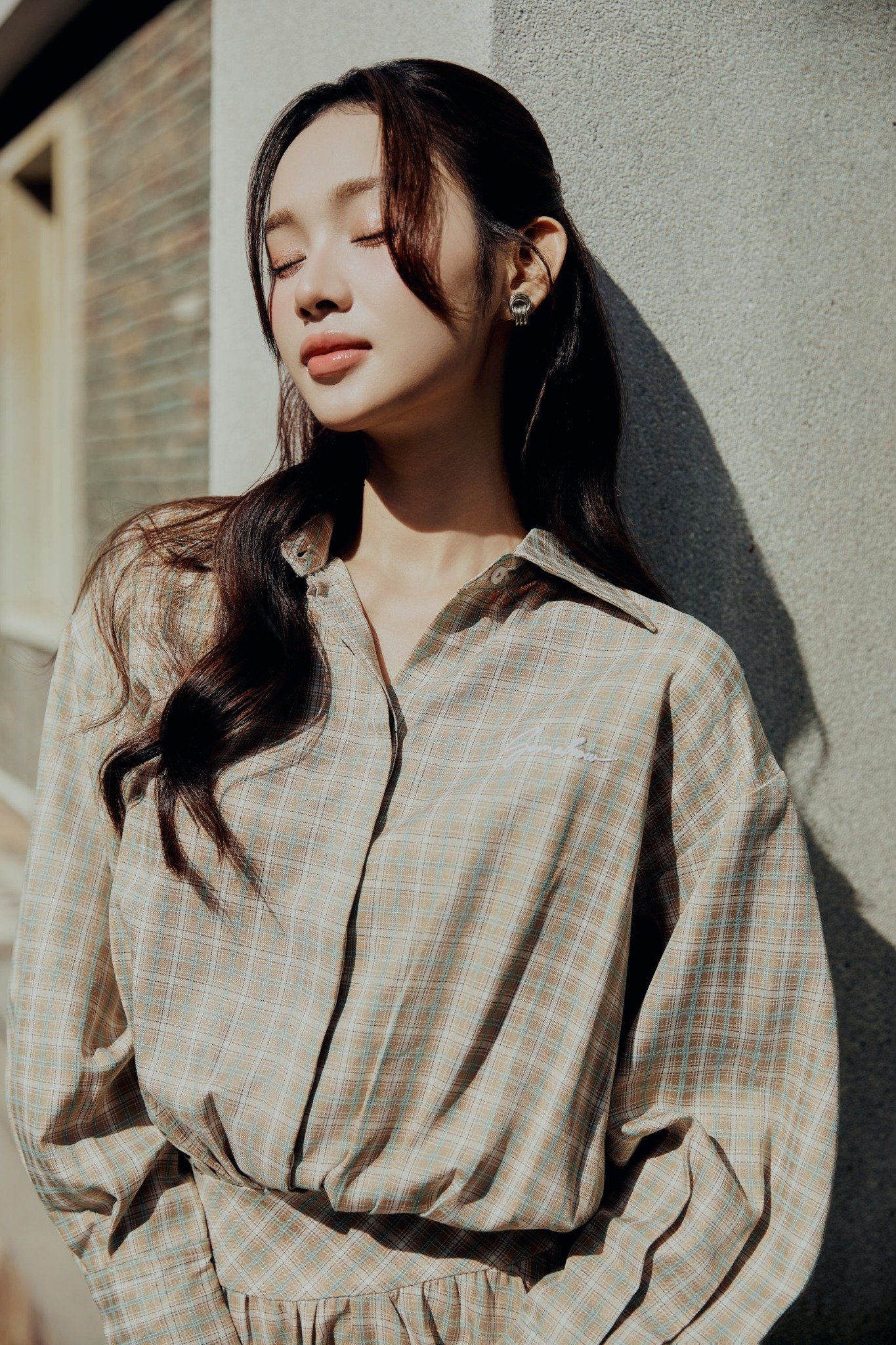 Đầm Ngắn The Checked Shirt Neck