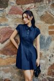 Đầm Ngắn Denim Navy Gold Buttons