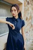 Đầm Ngắn Denim Navy Gold Buttons