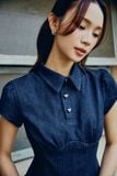 Đầm Ngắn Denim Navy Gold Buttons
