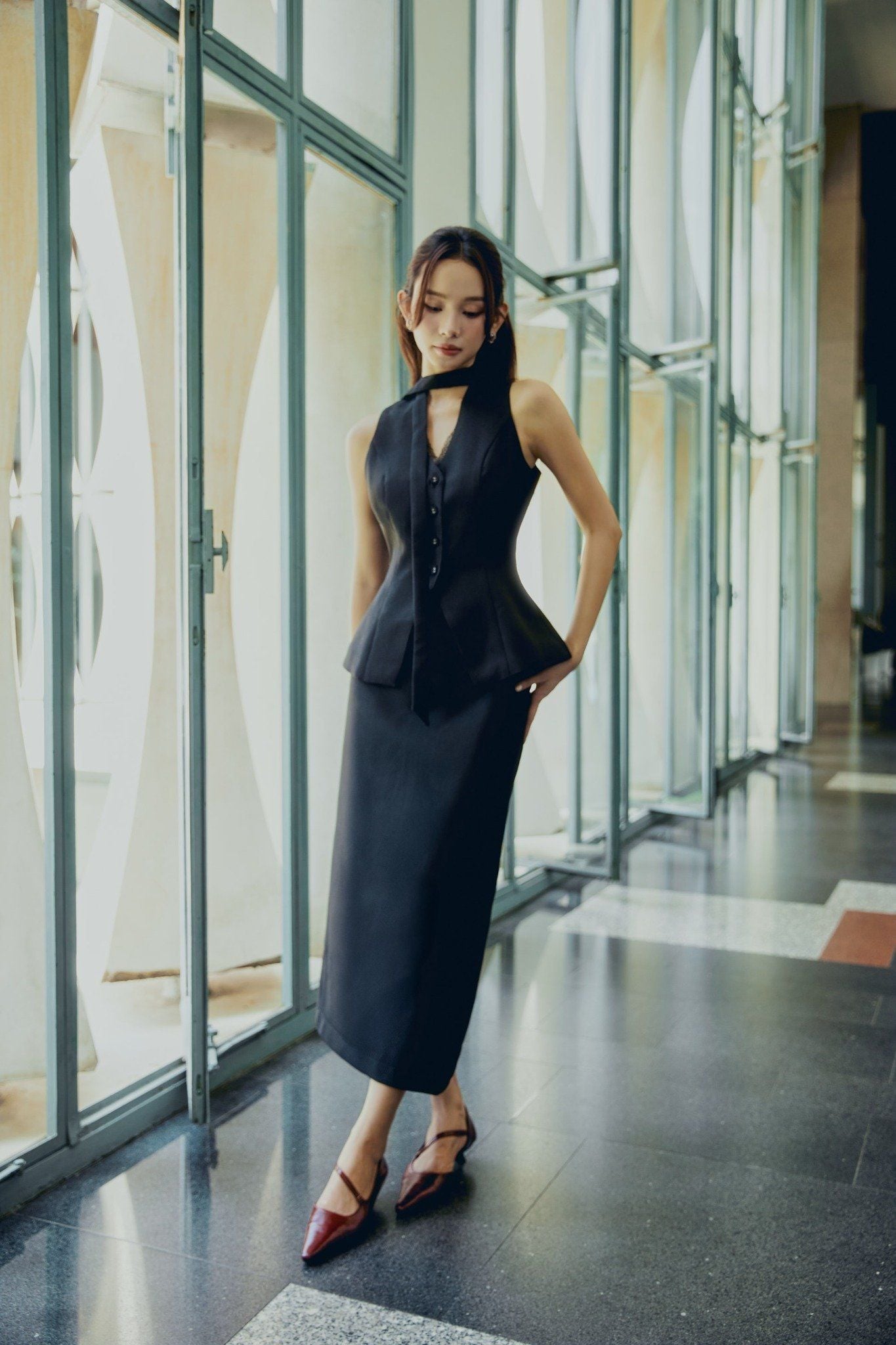 Áo Elegant Peplum Sleeveless