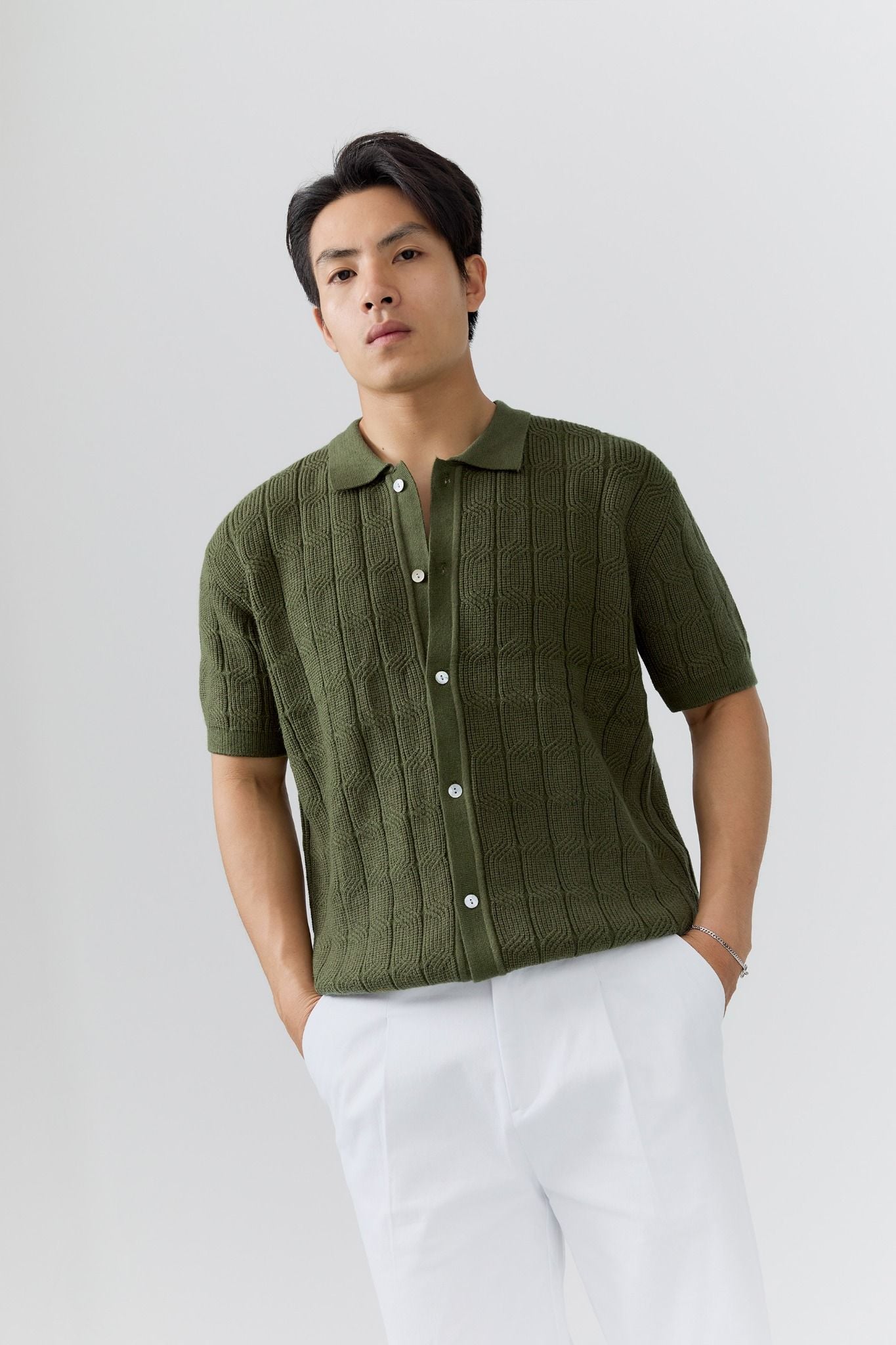 Áo Sơ Mi Ngắn Tay Len Knit