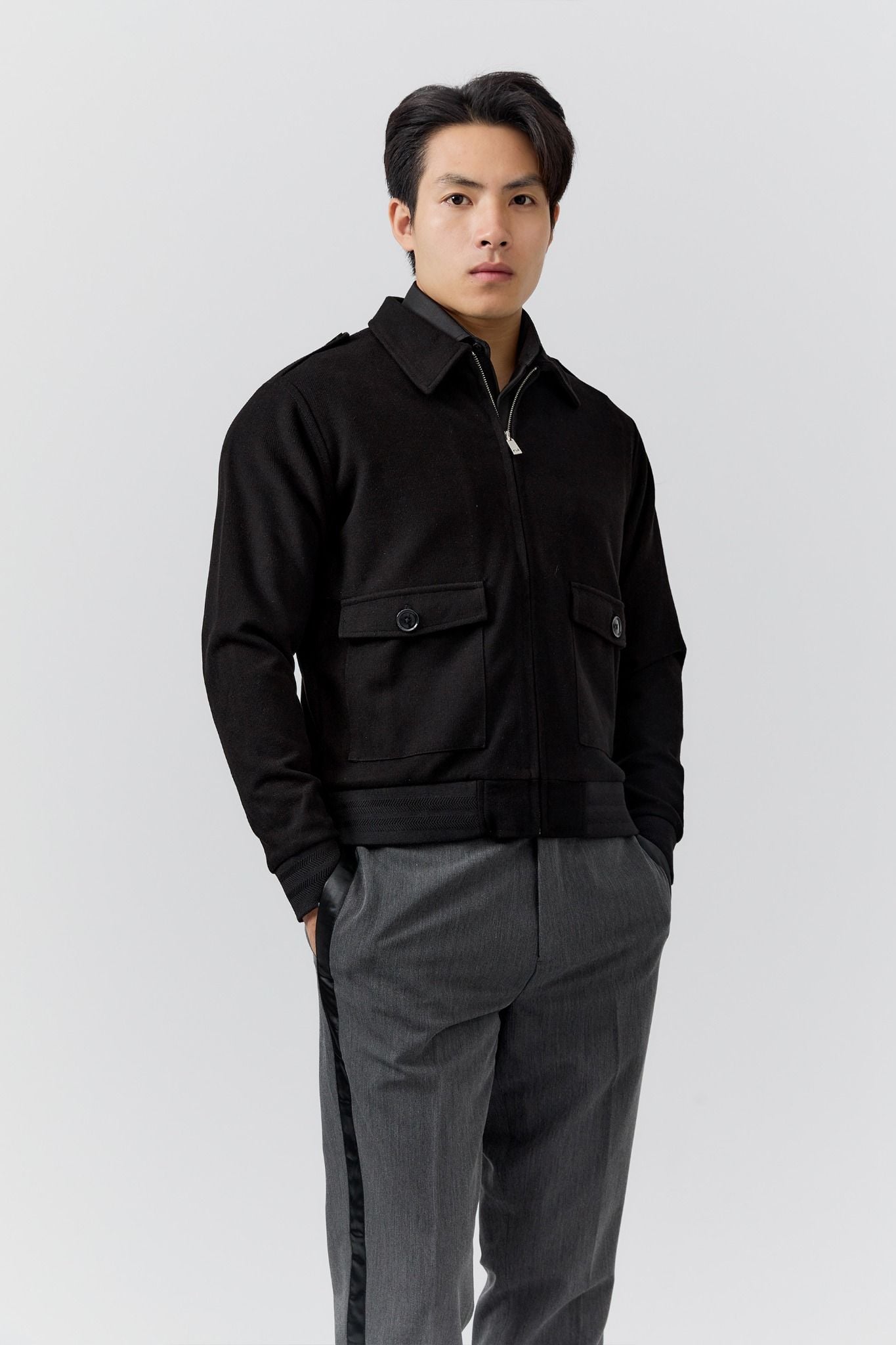Áo Khoác Slimfit Double Face Black