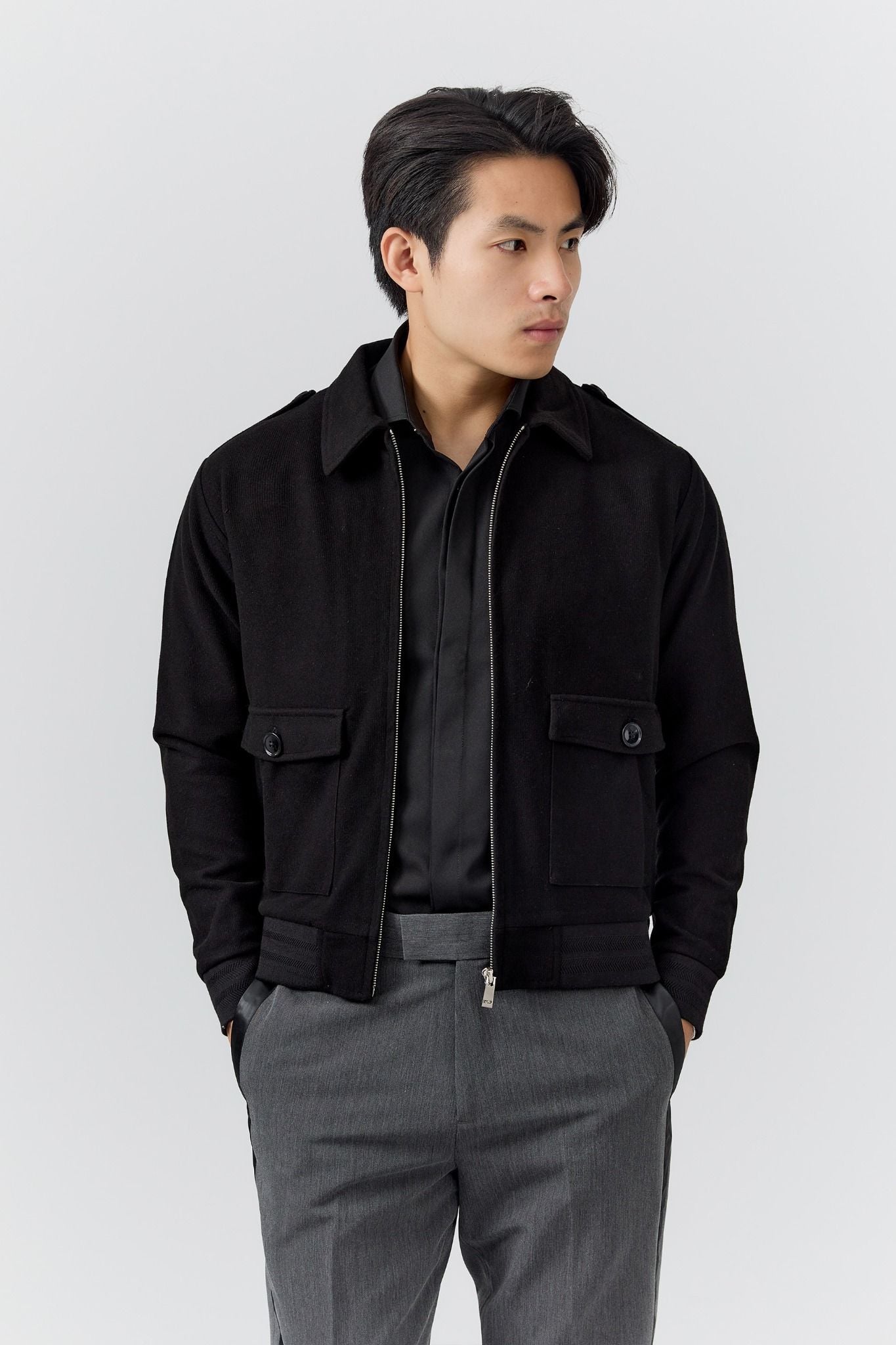 Áo Khoác Slimfit Double Face Black