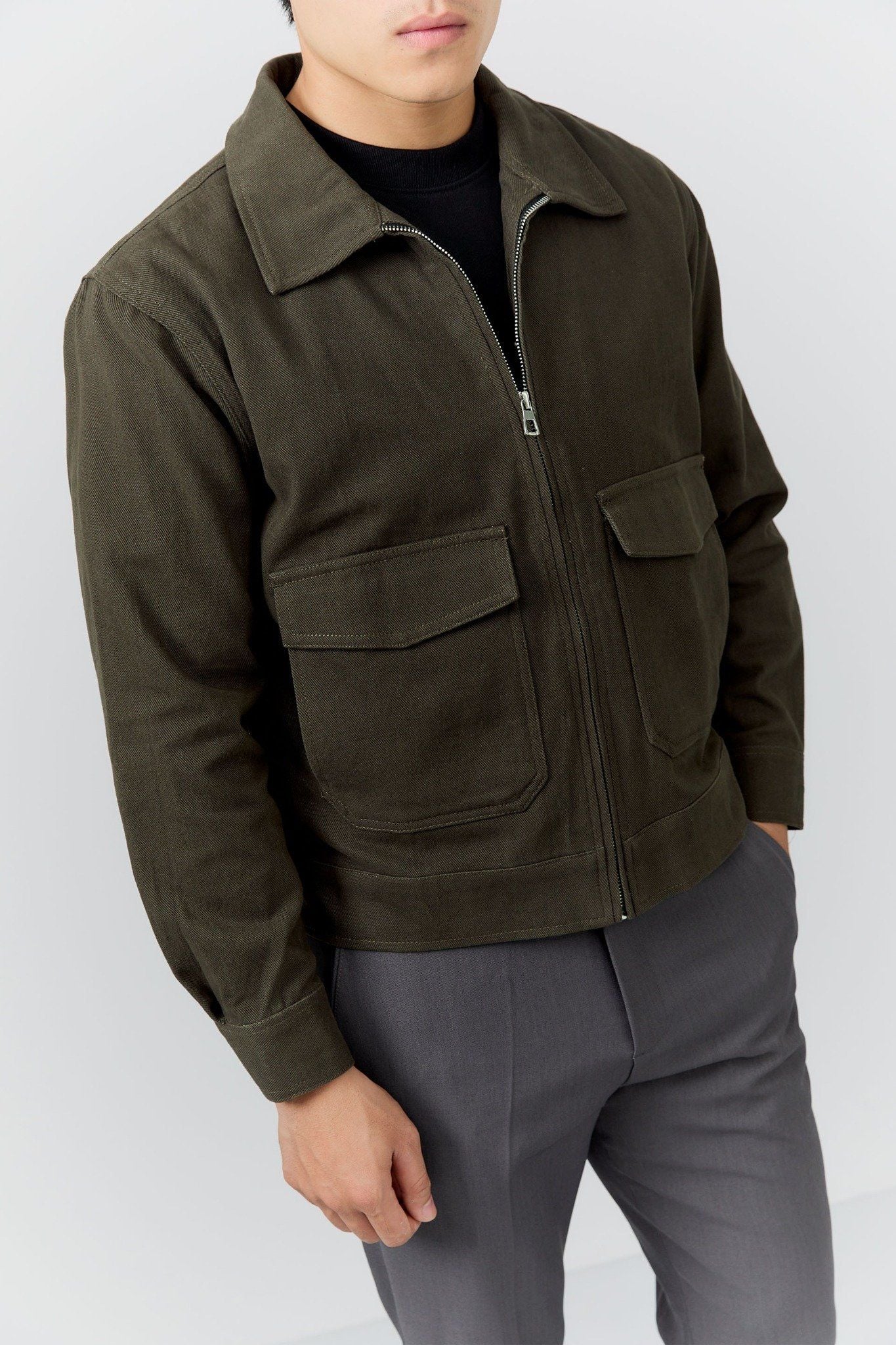 Áo Khoác Boxy Kaki Grand Pocket