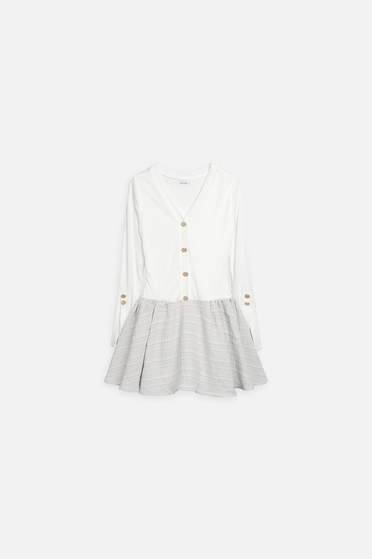 Đầm Ngắn Lumière Ribbed V-Neck