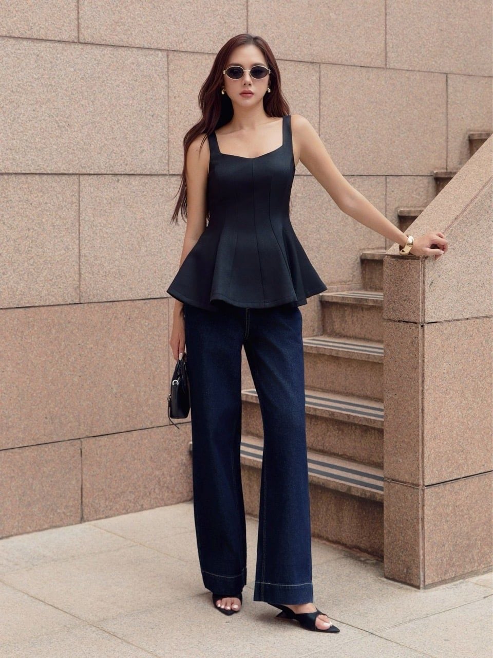 Quần Jean Straight Light Flare Blue