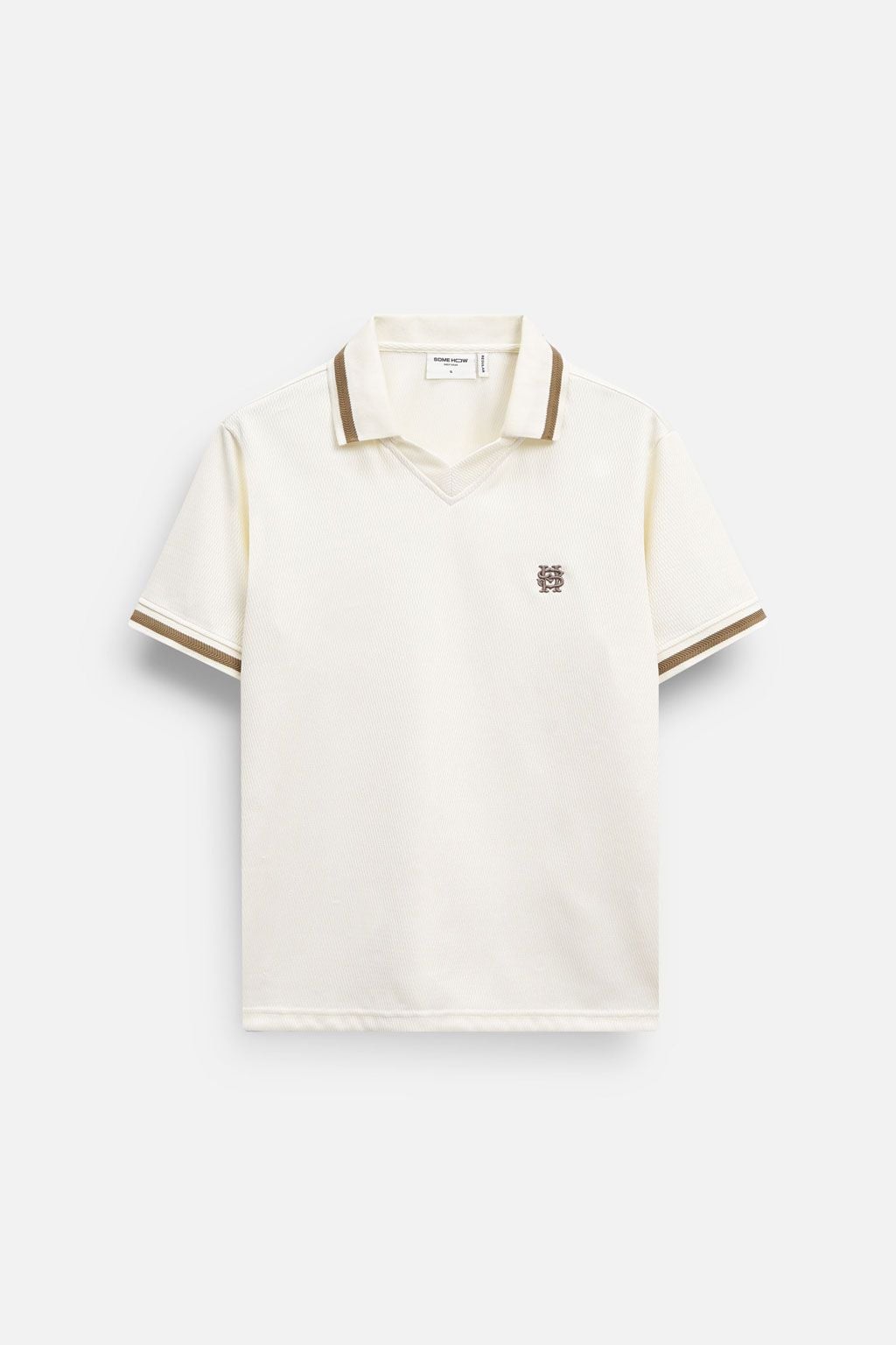  Áo Polo Regular White Cream Vneck 